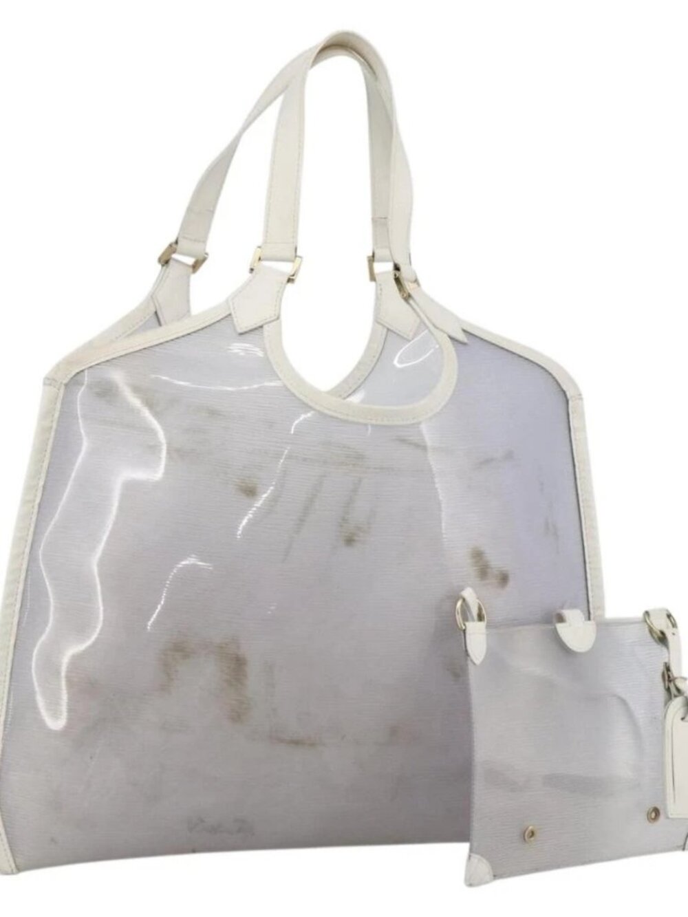 LOUIS VUITTON Epi Plage Via Bag Vinyl Leather Clear White M92153 LV Auth ka2814